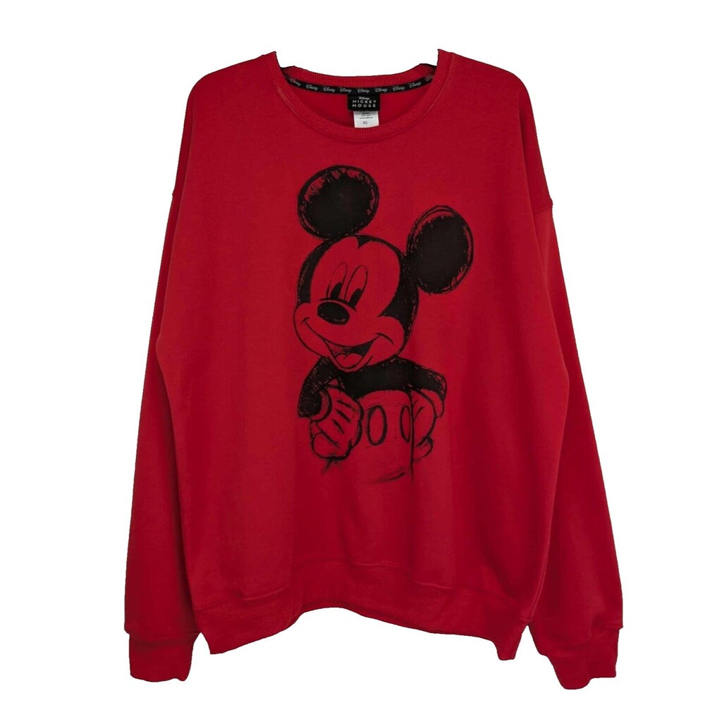 Disney Red Mickey Mouse Jerry Leigh Sweatshirt Size XL Graphic Front and Back